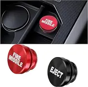2PCS Car Aluminum Dustproof Plugs, Cigarette Lighter Plug Cover, Billet Aluminum Cigarette Lighter, Standard 12 Volt Replacement Kit, Car Interior Accessories Fits Most Vehicles (Red+Black)