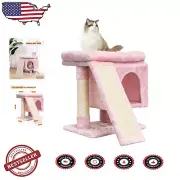 Compact Modern Cat Tower with Sisal Scratching Post for Indoor Kittens - 18in