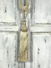Pair 2 pieces Curtain Tie Backs - 30cm Tassel - Creamy Gold