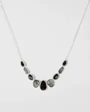 Silver Visually Textured Crystal Necklace