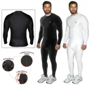 Mens Compression Armour Base layer Top Skin Fit Shirt + Leggings/ Pants gym set