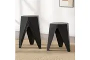 Artiss 4PC Puzzle Stool Plastic Bar Stools Stackable Black