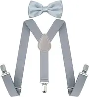 [HABITER] Kids Suspenders Adjustable Suspenders Set With Bow Ties for Boys and