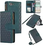 Asuwish Phone Case for iPhone 6plus 6splus 6/6s Plus Wallet Cover With Tempered Glass Screen Protector Flip Zipper Card Holder Stand Cell iPhone6 6+ iPhone6s 6s+ i 6P 6a S Six iPhone6splus Women Green