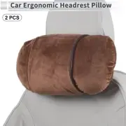 Car Headrest Pillow Flannel, Memory Foam Brown 2 Pcs for Driving Travel