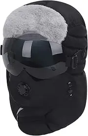 [Holiberty] Winter Trapper Hat for Men Ushanka Russian Ski Hunting Hat with Earflaps Windproof Mask Balaclava Women Warm Fur Snow Hat