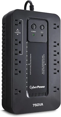 12 Outlet Battery Back Up UPS System Computer Surge Protector 750VA Power Supply