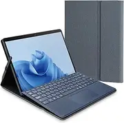 Elecom TB-MSP9PLF2GY Surface Pro 9 with 5G, Soft Leather Case, Dedicated Protective Cover, Free Angle, Stylus Storage, Keyboard Compatible, Gray