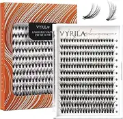 VYRILA Lash Clusters DIY Lash Extensions, D Curl Individual Lashes Clusters Lashes Wispy Lash Extensions Natural Look Eyelash Clusters Mix 8-16mm(30D-0.07D-8-16mm)