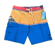 Quicksilver BoardShorts V Division Men 30 New Wave Orange Blue Swim Trunks