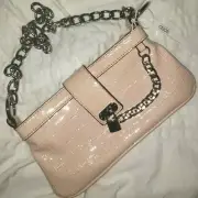 ASOS croc embossed chain handle strap charm blush pink mini micro shoulder purse