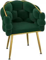 Modern Bubble Accent Chair with Plush Velvet - Pink & Black for Small Spaces, Vanity Desk & Reading Nook, Space-Saving Design (Dark Green Gold)