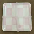 NEW Pink and White Checkered Melamine 6” Appetizer Plates Set of 4