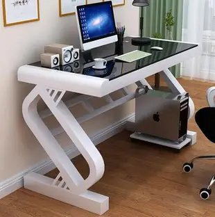 【尺寸可定制】電腦桌臺式家用帶鍵盤託辦公桌臥室簡約書桌鋼化玻璃書桌經濟型 拍賣