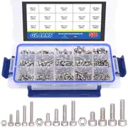Glarks 510Pcs M3 M4 M5 304 Stainless Steel Hex Socket Head Cap Screws With Nuts Assortment Kit