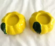 Tea Light Votive Candle Holder Autumn Yellow Pumpkin 3.5x2.5 Set of 2 NEW