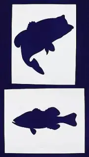 Large Bass (fish) Stencils -2 pc set-Mylar 14mil - Painting /Crafts/ Templates