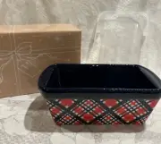 BRAND NEW IN GIFT BOX Temp-tations PLAID 12 oz Mini Loaf Pan with Lid ~ Navy