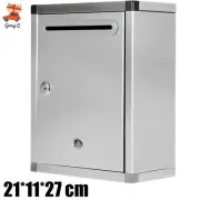 Stainless Steel Mailbox Wall Mounted Letter Post Box Drop Box Locking Mail Box