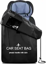Laroal Car Seat Travel Gate Check Travel Bag Travel Bag for Flights Universal Size Fits Most Car Seats, Strollers, Buggies, Includes Shoulder Straps, Water Resistant (Black)