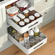 2 PACK pull-out cabinet organizer with nano-film attached | multifunctional drawer organizer for pantry/bathroom/bedroom. (white)