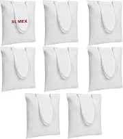 [Sumex] Sublimation Blanks Canvas Tote Bags,8 Pack 14"×16" Reusable Shopping Canvas Bag for Printing and Embroidery, White, One Size