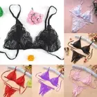 Sleepwear Babydoll Lingerie Bra+Underwear Bikini Lace Crotchless See Through UK