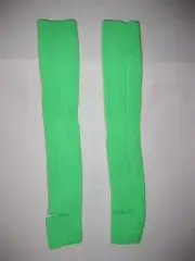 Retro 80s aesthetic ribbed knit stirrup leg warmers neon green aerobics dance