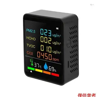 Yot 家用空氣質量檢測儀多功能CO2測試儀二氧化碳PM2.5 TVOC HCHO值電量溫濕度顯示背光液晶彩屏S