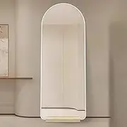 TT-YED Arched Full Length Floor Mirror, Full Length Mirror with Solid Wood Base, Hanging/Leaning Against The Wall, Aluminum Frame Wall Mirror, Dressing Room Hanging Vanity Mirror,Bl40×h150cm