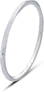 [HEYONA] Women Jewelry 925 Silver Sterling Bracelet Fashion Cuff Bangle Chain Bracelets,Creative Matte Twist Charming Silver Bangle Silver Friendship Bracelets for Christmas Birthday Clothing