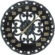 Hanging Verdigris Wall Dial Thermometer, Ideal for Indoor and Outdoor Use, Black