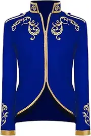 FYMNSI Men's Prince Costume Blazer Gothic Steampunk Tailcoat Men's Tuxedo Festive Suit Medieval Victorian Retro Jacket