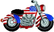 PMU Patriotic Motorcycle Stars and Stripes Design 47" Jumbo Mylar/Foil Balloon