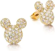 [Disney] Women's Pave Mickey Studs Stud Earrings, Gold, 1CM