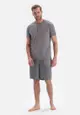 Grey Tshirt & Pants, Crew Neck, Regular, Long Leg, Short Sleeve Sleepwear for Men