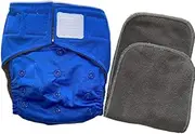Pickymum Hook&Loop Washable Reusable Pocket Cloth Diaper Nappy and Insert Set, One Size (Blue)