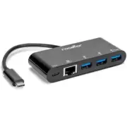 Rocstor Y10A262-B1 3 Port USB-C to Gigabit Ethernet 3x USB-A 60W Power Delivery