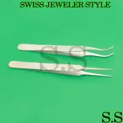 2 ASSORTED SWISS JEWELER STYLE WATCH REPAIR TOOLS FORCEPS #7 #4 TWEEZERS