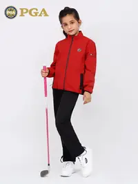 在飛比找樂天市場購物網優惠-美國PGA兒童高爾夫外套青少年服裝女童拉鏈立領時尚防風褲子套