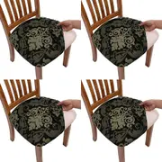 Chair Cover 4Pcs Printed Stretch Dining Chair Seat Covers Removable Seat Cushion Slipcovers Protector-Baroque