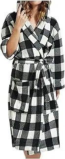 [Generic] Night Sleep Shirts for Women Warm Plush Long Flannel Sleepwear Hooded Bathrobe Plush Long Robe Women Christmas Flannel Sleepwear