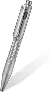 Hamans Bolt Action Pen 4.61'' with Clip Refillable Titanium Ballpoint Ink Pen EDC Writing Pen for Outdoor, Working, Writing (Grey)