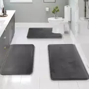 Clara Clark 3 Piece Bathroom Rugs Bath Mat 17 x 24 / 20 x 32 / 20 x 24, Grey