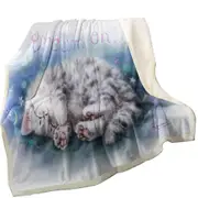 Sweet Sleeping Grey Kitten Cat Art Throw Blanket