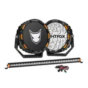 LIGHTFOX OSRAM 9" LED Driving Lights + 28" Single Row LED Light Bar + Wiring Kit