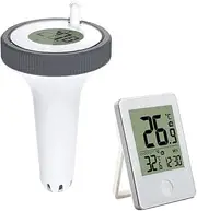 Wireless Pool Thermometer, Floating Swimming Pool Thermometer, 60 m Transmission Distance, with Indoor Temperature Monitor Clock for Pond Hot Tub Aquarium