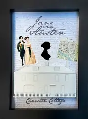 Jane Austen Chawton Cottage Memorial Display Shadow Box, 5.75" x 7.75", Black