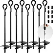Gray Bunny Shed Anchor Kit 8 pk, 15" - Earth Anchors Easy to Use with Drill, Trampoline Anchors High Wind Heavy Duty 3" Wide Helix Ground Anchors Screw in for Camping, Tents, Shed, Swing Set Anchors