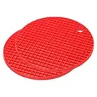 Silicone Trivet Mats 2pcs, Round Hot Pan Pads Hot Pot Holder, Drying Mat - Red